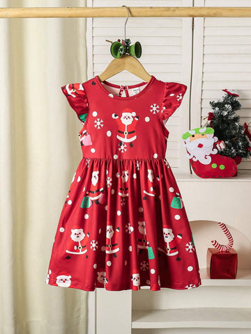 Girls Kid Satan Dress, Christmas Atmosphere Skirt, New Year Princess Dress