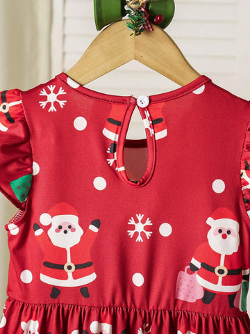 Girls Kid Satan Dress, Christmas Atmosphere Skirt, New Year Princess Dress