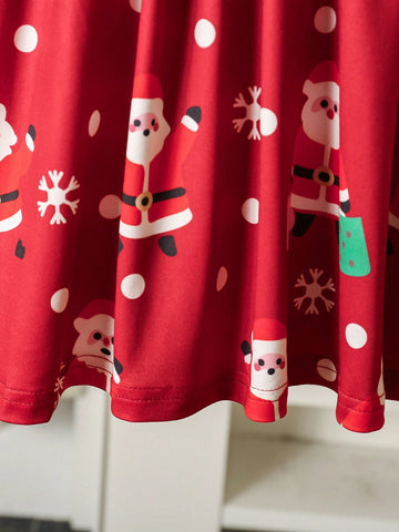 Girls Kid Satan Dress, Christmas Atmosphere Skirt, New Year Princess Dress