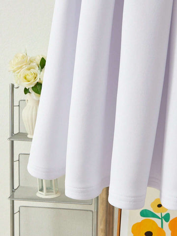 Girls Knit Stand Collar Patchwork Colorblock Ruffle Hem Bodycon Casual Dress