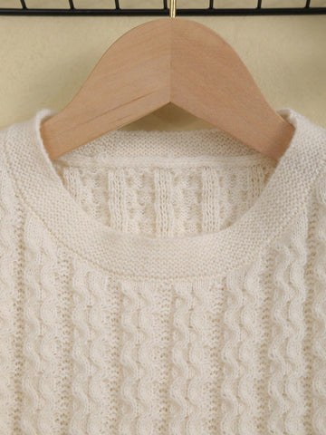 Girls Knitted Sweater Vest With Cable Flower & Bow Design, Autumn/Winter