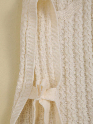Girls Knitted Sweater Vest With Cable Flower & Bow Design, Autumn/Winter