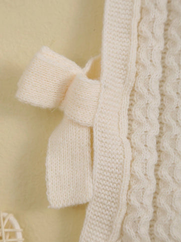 Girls Knitted Sweater Vest With Cable Flower & Bow Design, Autumn/Winter