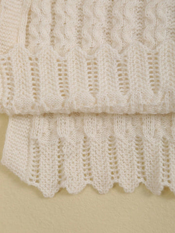 Girls Knitted Sweater Vest With Cable Flower & Bow Design, Autumn/Winter