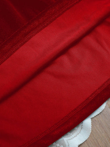 Girls Korean Velvet Collar Ruffle Cuff Pleat Sleeve Pearls Decor Long Sleeve Dress With Purse Bag, Young Girl