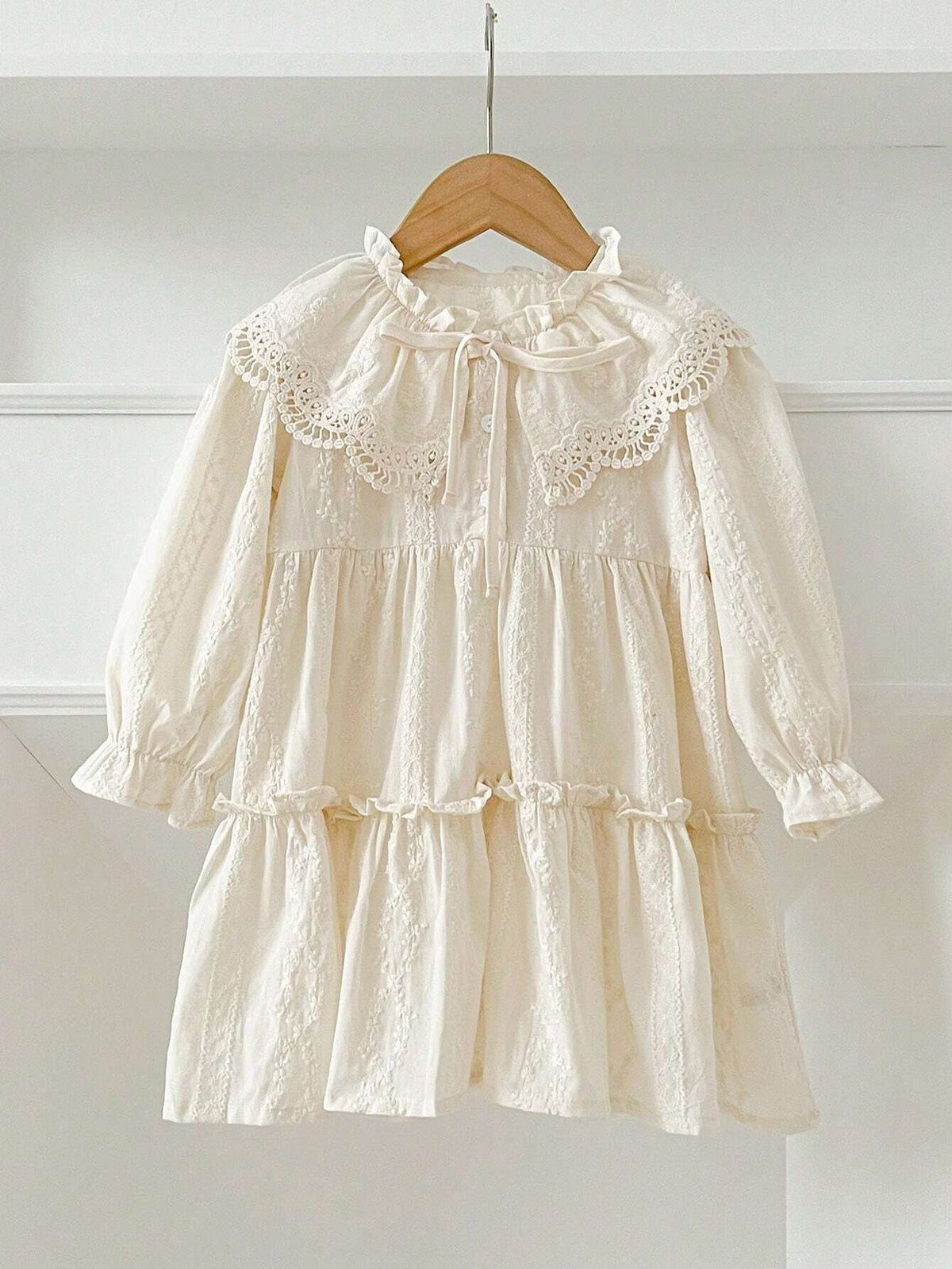 Girls Lace Collar Princess Dress, Spring & Autumn