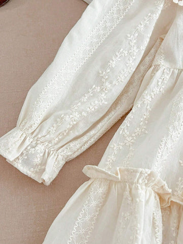 Girls Lace Collar Princess Dress, Spring & Autumn