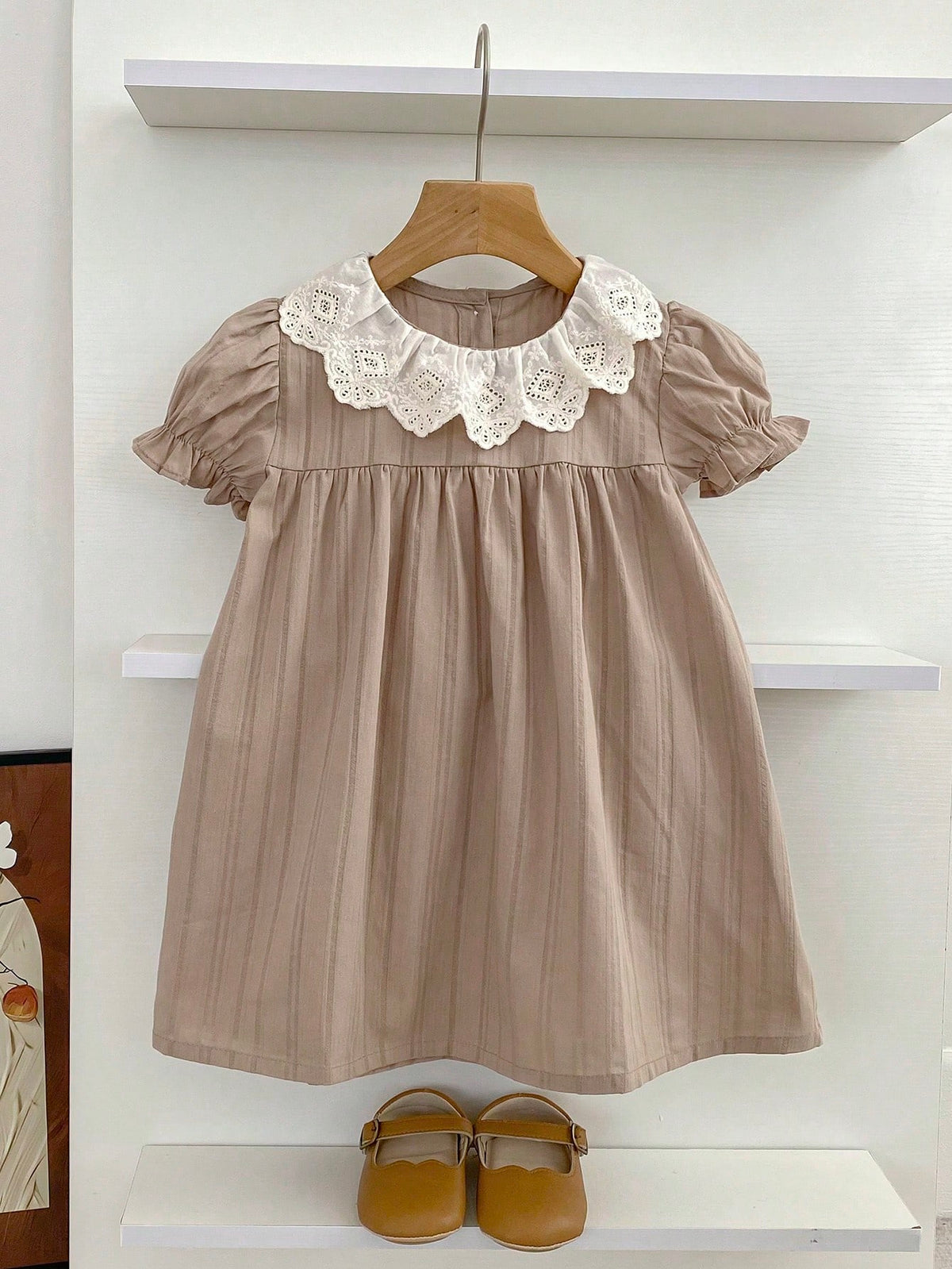 Girls Lace Collar Short Sleeve Princess Dress, Summer New