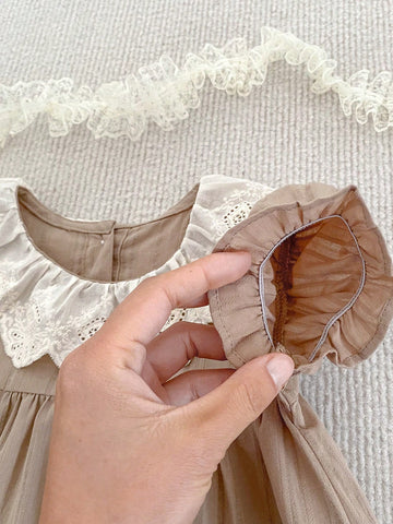 Girls Lace Collar Short Sleeve Princess Dress, Summer New