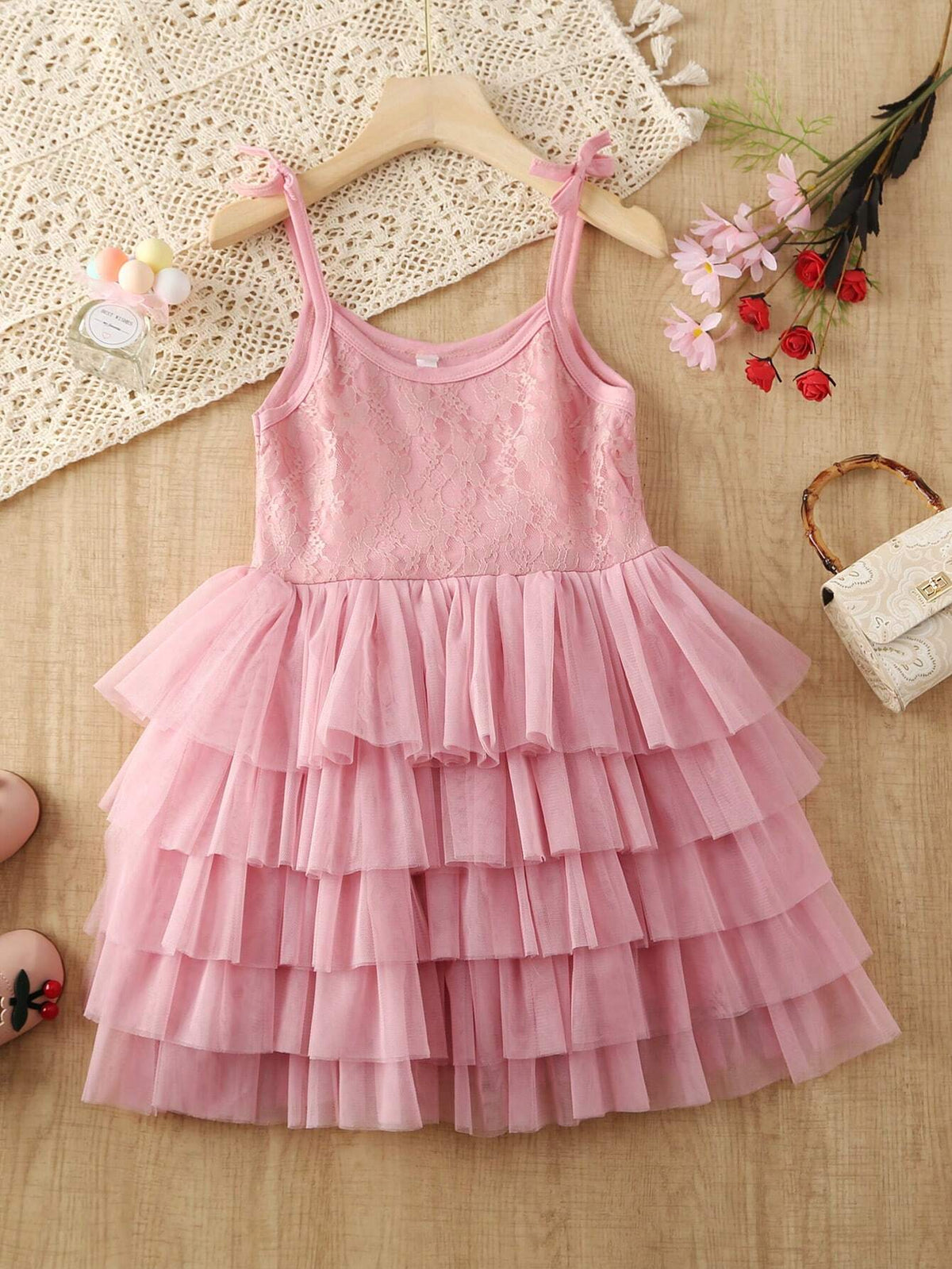 Girls Lace Princess Net Tutu Cake Dress, Flower Girl Formal Dress