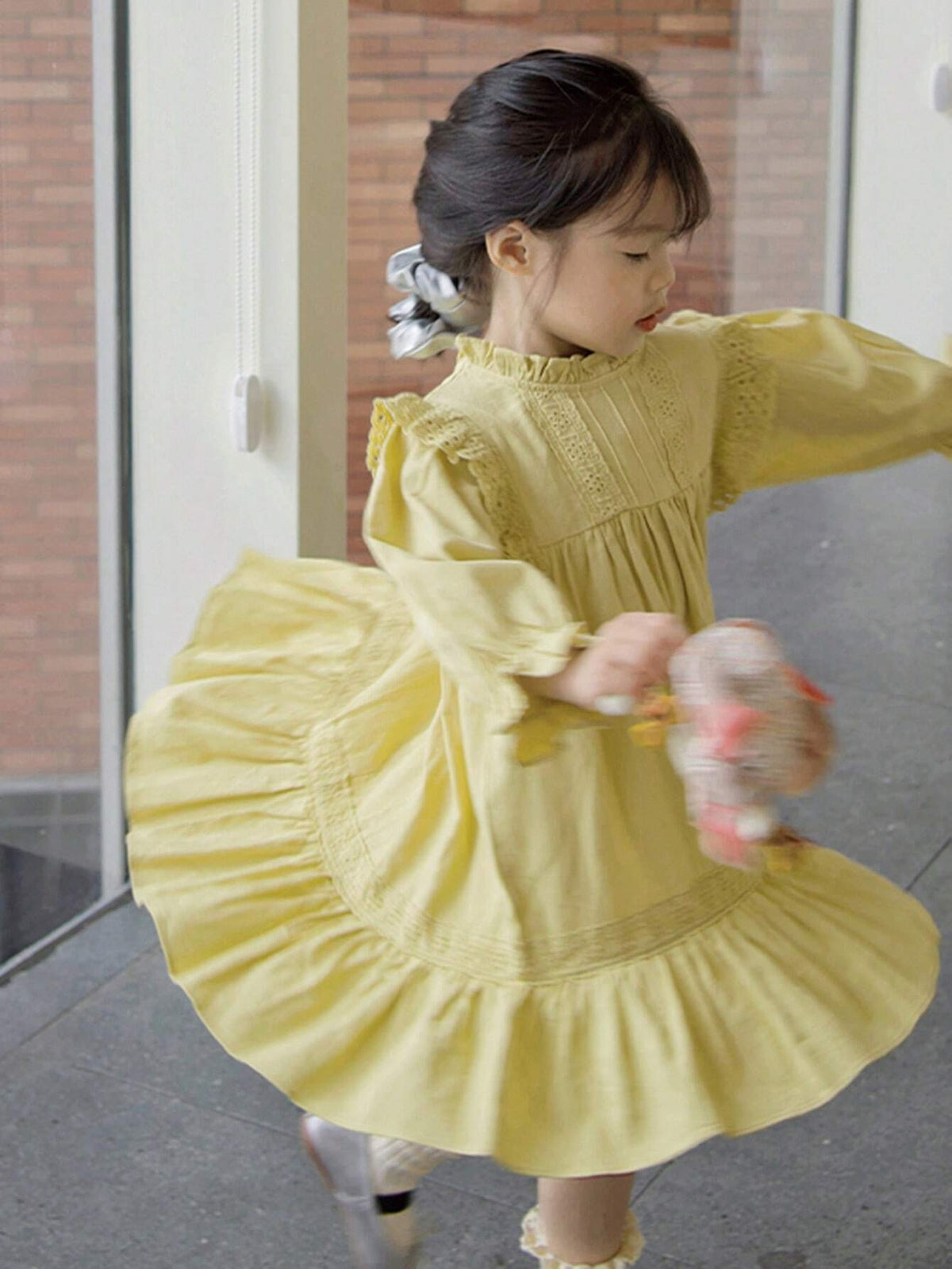 Girls Lace Trim Casual Princess Dress, Spring/Autumn