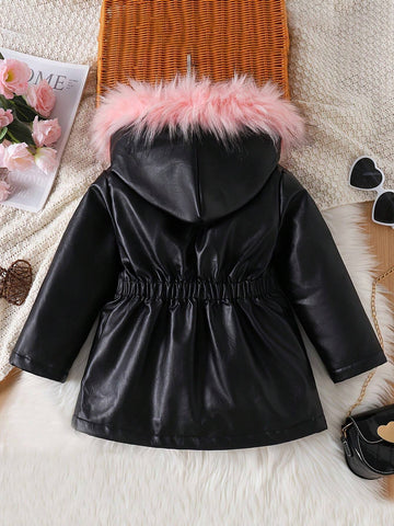 Girls Leather Jacket New Autumn Winter Fashion Thicken Warm Coat