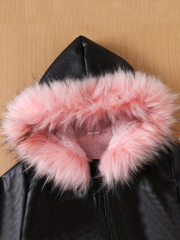 Girls Leather Jacket New Autumn Winter Fashion Thicken Warm Coat