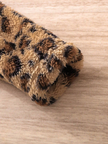 Girls Leopard Print Hooded Warm Long Sleeve Dress, Winter