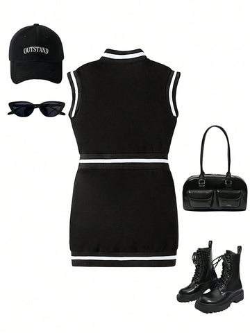 Girls' Letter Embroidery Dress, 2024 Summer New Fashion Elegant And Comfortable Trendy