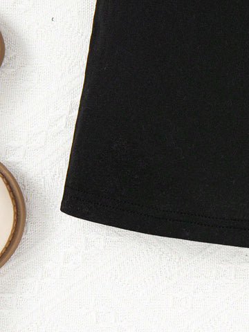 Girls Letter Print Hooded Long Sleeve Textured Crop Top + Butterfly Print Camisole Dress