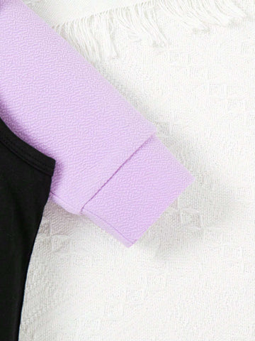 Girls Letter Print Hooded Long Sleeve Textured Crop Top + Butterfly Print Camisole Dress