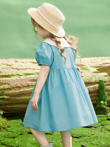 Girls' Lightweight & Breathable Embroidered Dress For Summer