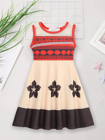 Girls' (Little) Summer Printed Vintage Casual Dress