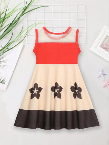 Girls' (Little) Summer Printed Vintage Casual Dress