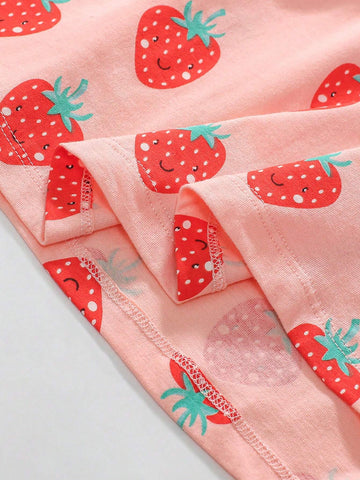 Girls Long Sleeve Autumn Dress Cute Strawberry Children's Dress Autumn Pure Cotton Young Girl Dress