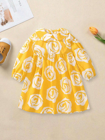 Girls' Long Sleeve Cotton Princess Dress, Autumn