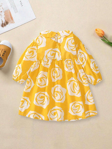 Girls' Long Sleeve Cotton Princess Dress, Autumn