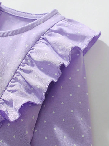 Girls Long Sleeve Cotton Ruffle Hem Princess Dress, Fall