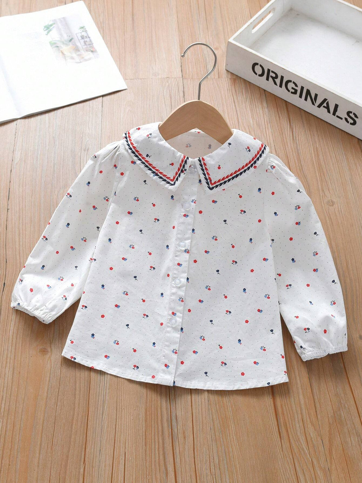 Girls' Long Sleeve Ditsy Floral Princess Blouse