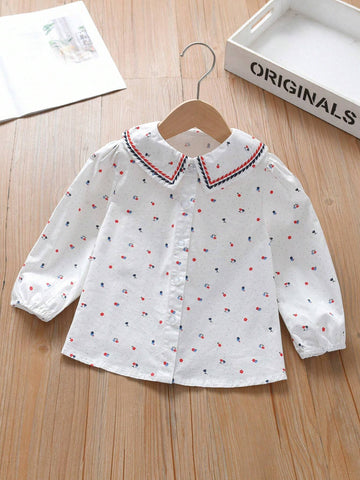 Girls' Long Sleeve Ditsy Floral Princess Blouse