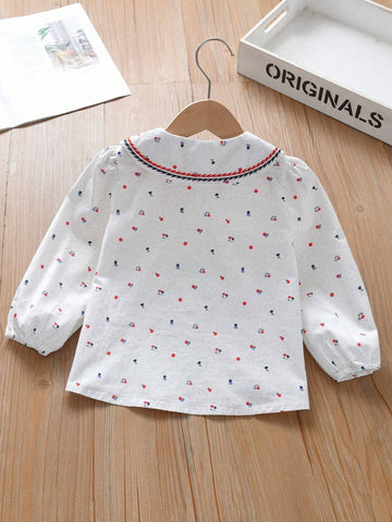 Girls' Long Sleeve Ditsy Floral Princess Blouse