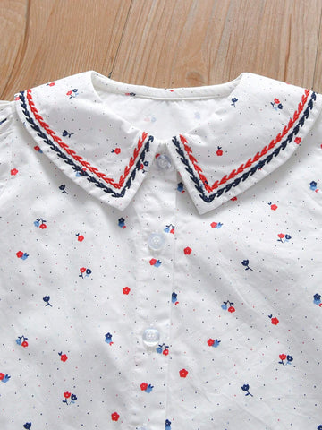 Girls' Long Sleeve Ditsy Floral Princess Blouse