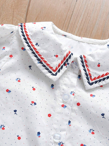 Girls' Long Sleeve Ditsy Floral Princess Blouse