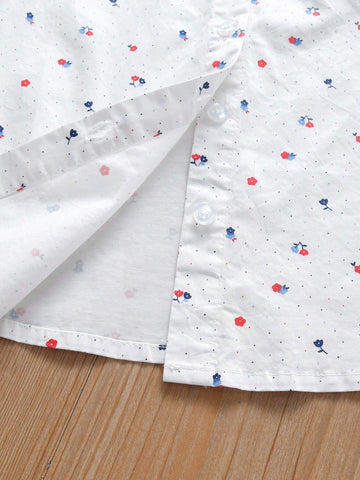 Girls' Long Sleeve Ditsy Floral Princess Blouse