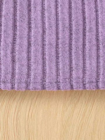 Girls' Long Sleeve Hooded Ribbed Ribbed Unicorn Pattern Casual Dress, Suitable For Travel & Vacation, Autumn/Winter