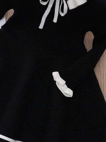 Girls' Long Sleeve Knitted Sweater Dress, Princess Dress, Warm, For Autumn & Winter
