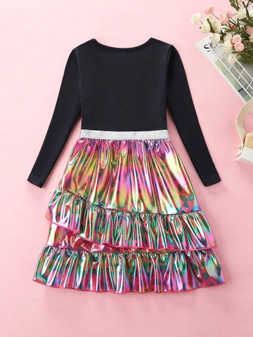 Girls Long Sleeve Leopard & Cat Print Casual Princess Dress, Autumn/Spring, Sizes 3-8 Years Old