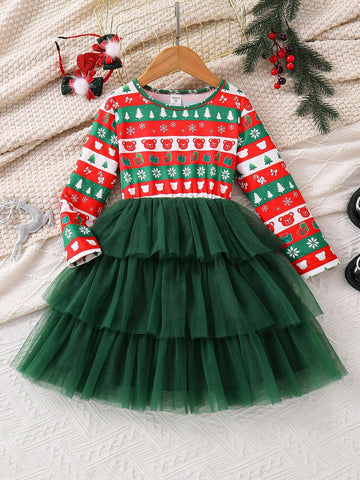 Girls Long Sleeve Princess Dress, Suitable As Birthday Gift/Party/Travel Wear