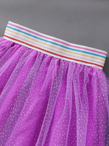 Girls Long Sleeve Sweatshirt + Mesh Skirt 2pcs Set