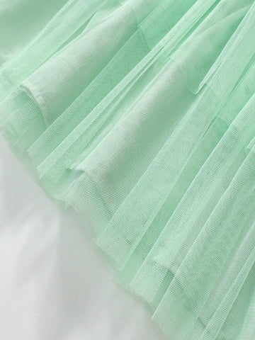 Girls Long Sleeve Tulle Lined Autumn Dress, Children Princess Style Cute Dress