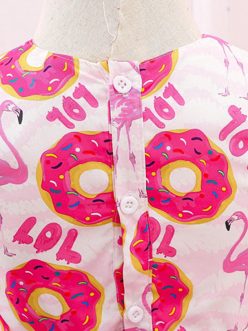 Girls' Lovely Cartoon Mesh Layered Skirt, Sweet Birthday Party Dress For Summer