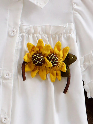 Girls' Lovely Sunflower Short Sleeve Dress For Summer
