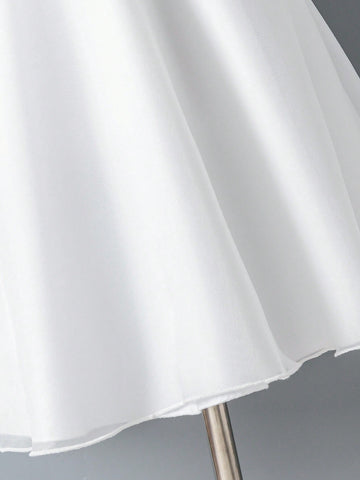 Girls' Moonlight White Princess Dress With Fairy Tale Vibe, Girls' Pure White Bow Tulle Dress