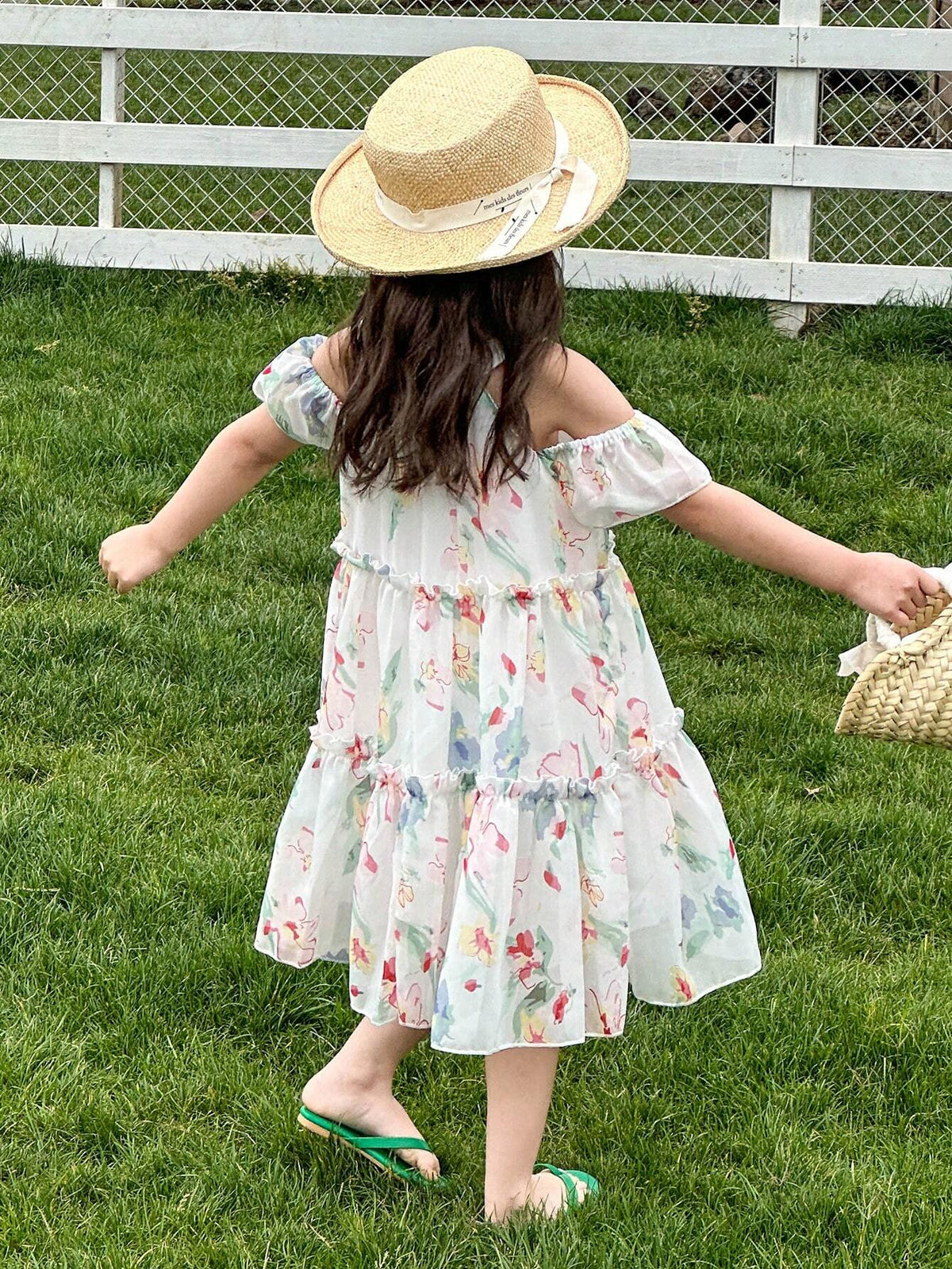 Girls' New Summer Stylish Floral Printed Vacation Dress