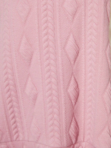 Girls Padded Textured Jacquard Knit Dress, Suitable For Casual Everyday Wear In Autumn/Winter Seasons