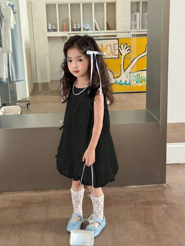 Girls Party Dress, Summer Elegant Bowknot Floral Sleeveless Princess Dress