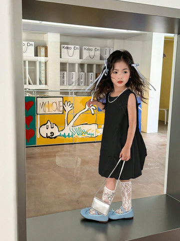 Girls Party Dress, Summer Elegant Bowknot Floral Sleeveless Princess Dress