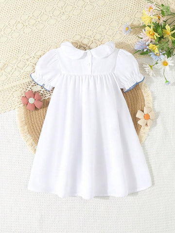 Girls' Peter Pan Collar Puff Sleeve Summer Dress, Kids