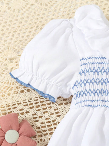 Girls' Peter Pan Collar Puff Sleeve Summer Dress, Kids