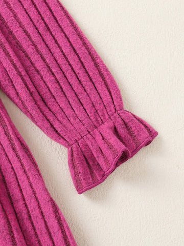 Girls Pink Long Sleeve Bowknot Dress, Autumn/Winter